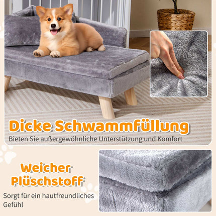 Elevated Pet Sofa Bed with Removable Cushion, Gray