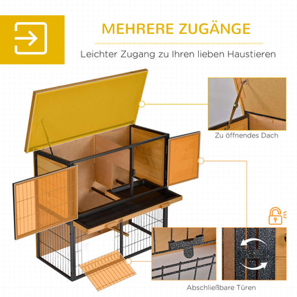 Elevated Small Animal Cage, Lockable Wood-Metal, 89.5x45x81 cm