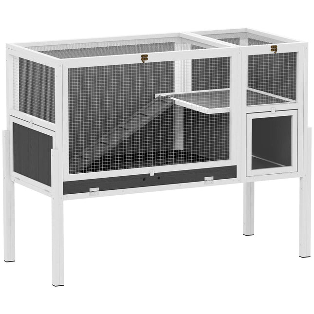 Elevated Small Pet Hutch for Rabbits & Hamsters, Wood & Metal