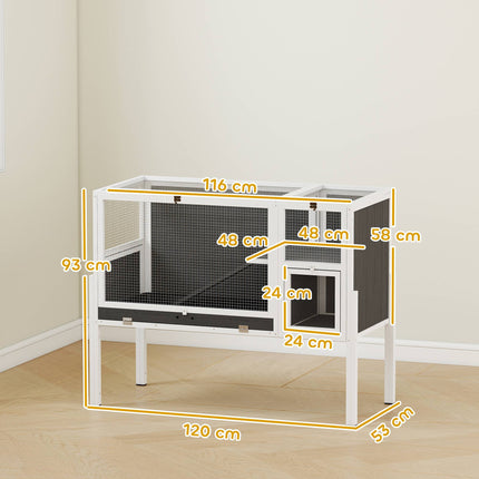 Elevated Small Pet Hutch for Rabbits & Hamsters, Wood & Metal
