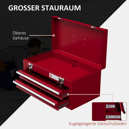 Steel tool box with drawers and lock, 46x24x22 cm