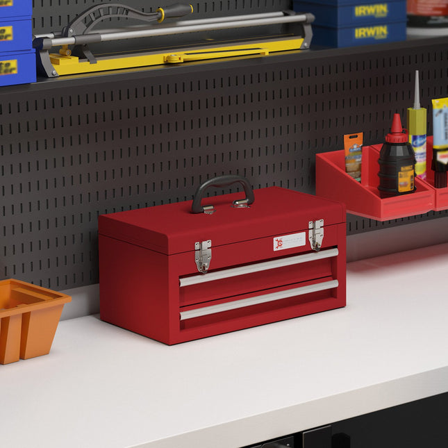 Steel tool box with drawers and lock, 46x24x22 cm