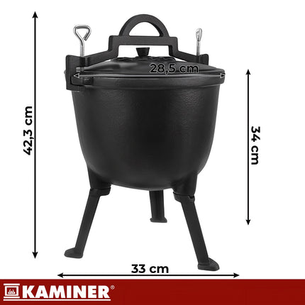 Enameled Cast Iron Cauldron 8L for Campfire Cooking