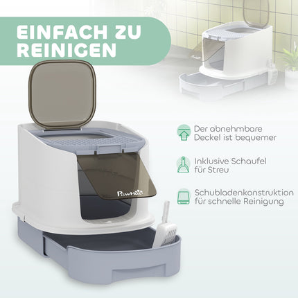 Enclosed Cat Litter Box with Scoop, Odor Control Bags