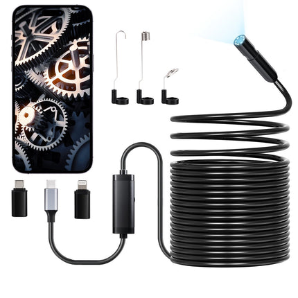 Endoscope Camera 15m Semi-Rigid, 1920P, IP67, 8 LED