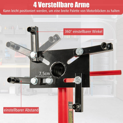 Engine stand 340 kg engine lifter 360° rotatable with 4 adjustable arms engine holder for garages