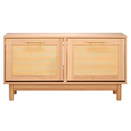 Entryway Shoe Bench, 2 Flip Drawers, Rattan Doors, 300 lb