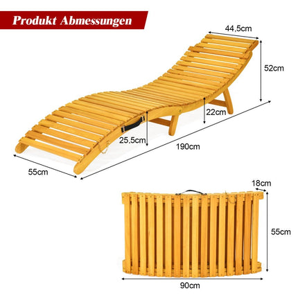 Ergonomic Acacia Wood Sun Lounger with Cushion, Foldable