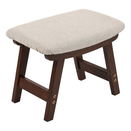 Ergonomic Beige Footstool, Beech Wood & Linen Upholstery