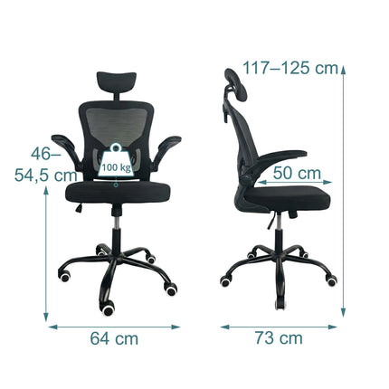 Ergonomic Black Office Chair with Head & Lumbar Support