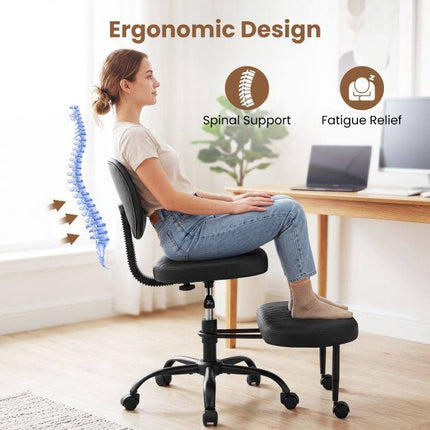 Ergonomic Cross-Legged Office Chair, Adjustable Height, Black