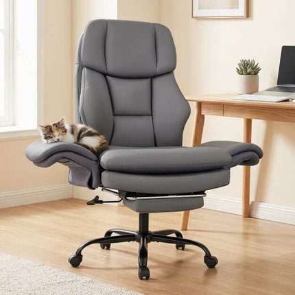 Ergonomic Cross-Legged Office Chair with Footrest, Grey