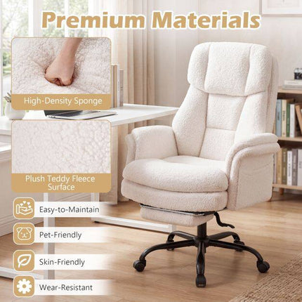 Ergonomic Cross-Legged Office Chair with Footrest, White