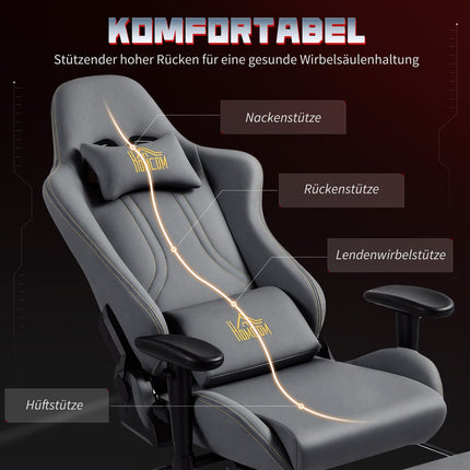 Ergonomic Gaming Chair, 3D Armrests, Adjustable, Gray