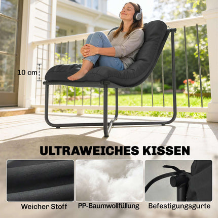 Ergonomic Garden Chair with Cushion, Dark Grey, 120kg Capacity