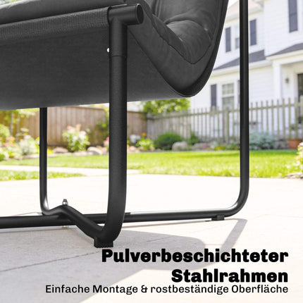 Ergonomic Garden Chair with Cushion, Dark Grey, 120kg Capacity