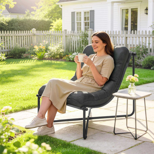 Ergonomic Garden Chair with Cushion, Dark Grey, 120kg Capacity