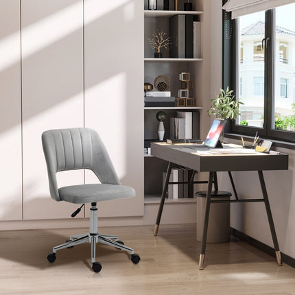 Ergonomic Grey Velvet Office Chair with Adjustable Height