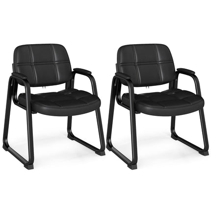 Ergonomic Guest Chair Set with Metal Frame, Black