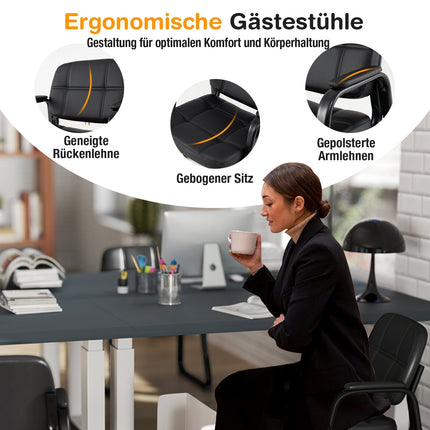 Ergonomic Guest Chair Set with Metal Frame, Black