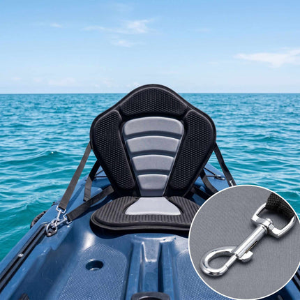 Ergonomic Kayak Seat Pad with Adjustable Straps, Black-Grey