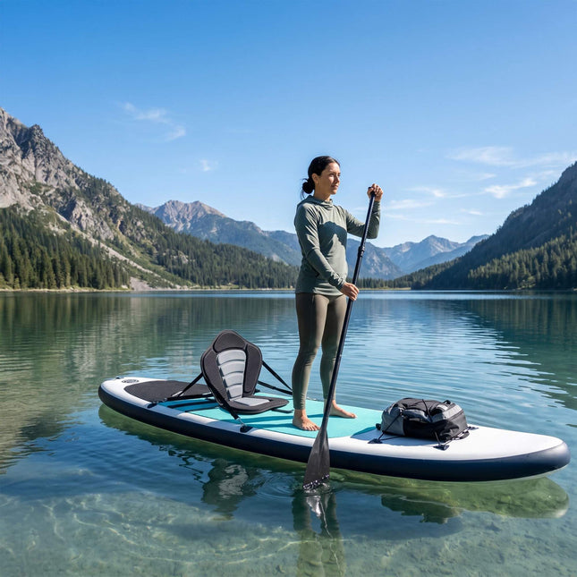 Ergonomic Kayak Seat Pad with Adjustable Straps, Black-Grey