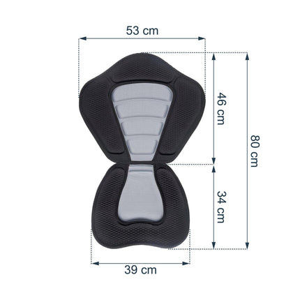 Ergonomic Kayak Seat Pad with Adjustable Straps, Black-Grey