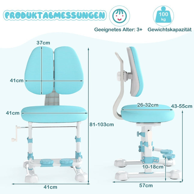 Ergonomic Kids Desk Chair with Adjustable Backrest & Footrest