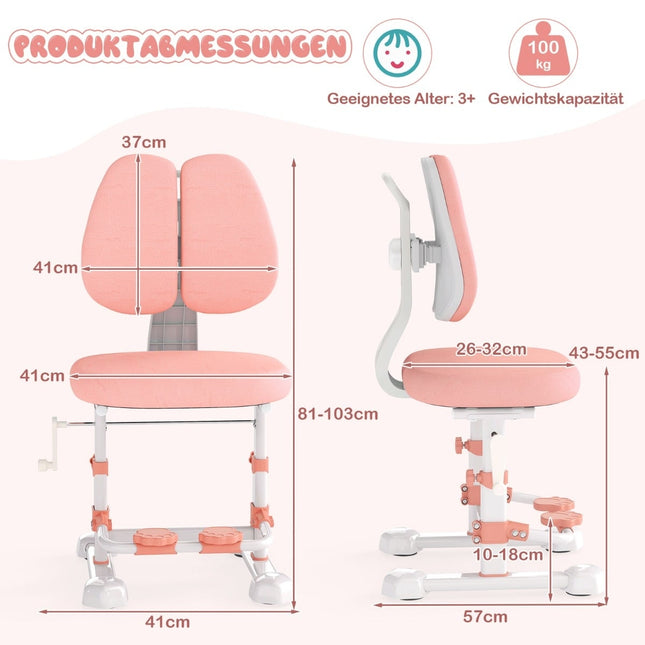 Ergonomic Kids Desk Chair with Adjustable Backrest and Footrest