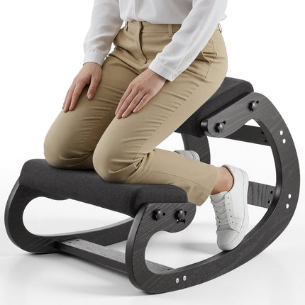Ergonomic Kneeling Chair – Adjustable Solid Wood, Black