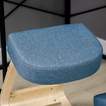 Ergonomic Kneeling Chair, Birch Wood, 120kg Capacity, Blue