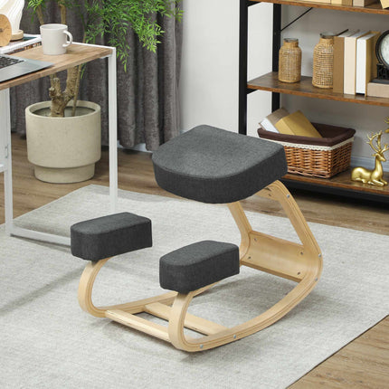 Ergonomic Kneeling Chair, Birch Wood, 120kg Capacity, Dark Grey