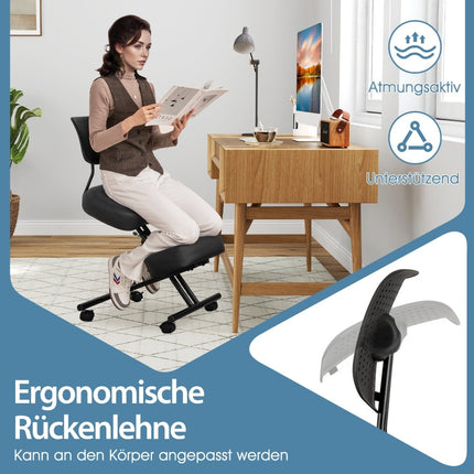Ergonomic Kneeling Chair with Adjustable Height and Backrest