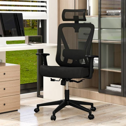 Ergonomic Mesh Office Chair, Adjustable Headrest, Black