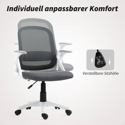 Ergonomic Mesh Office Chair with Foldable Arms, Gray