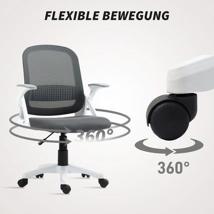 Ergonomic Mesh Office Chair with Foldable Arms, Gray