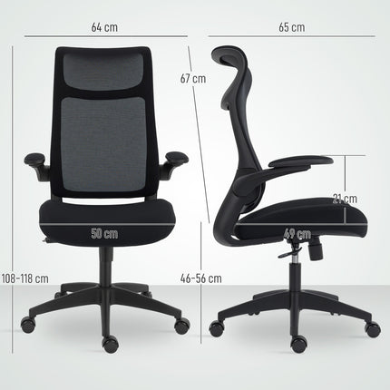 Ergonomic Office Chair, 3D Armrests, Mesh Back, Black