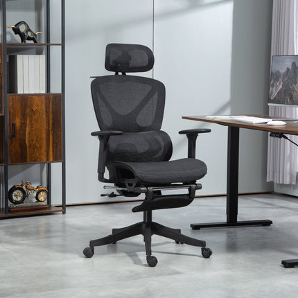 Ergonomic Office Chair, Adjustable, 135° Recline, Black