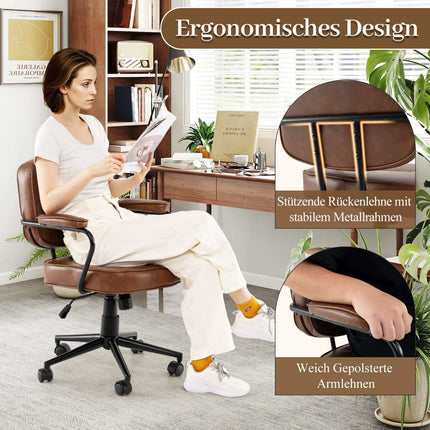 Ergonomic Office Chair, Adjustable, Brown Faux Leather