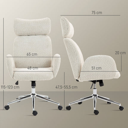 Ergonomic Office Chair, Adjustable Headrest, Tilt, Gray-White