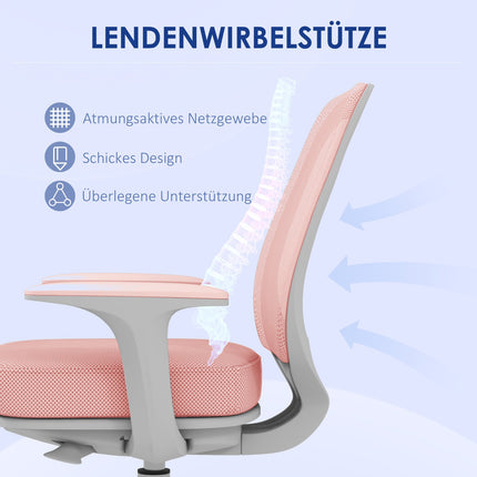 Ergonomic Office Chair, Adjustable Height, Pink, 360° Swivel