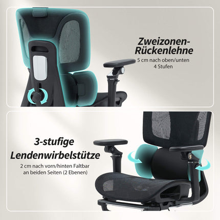 Ergonomic Office Chair, Adjustable Lumbar & Headrest, Black Mesh