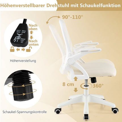 Ergonomic Office Chair, Beige, Folding Arms, Lumbar Support