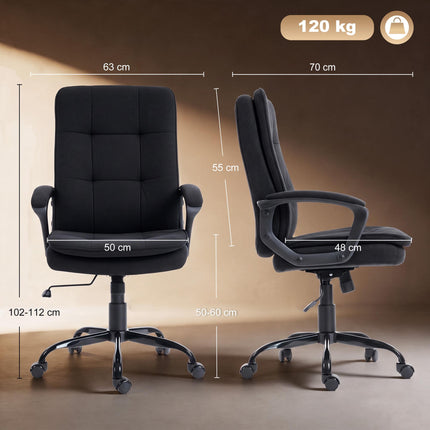 Ergonomic Office Chair, Black Fabric, Adjustable Height, Padded
