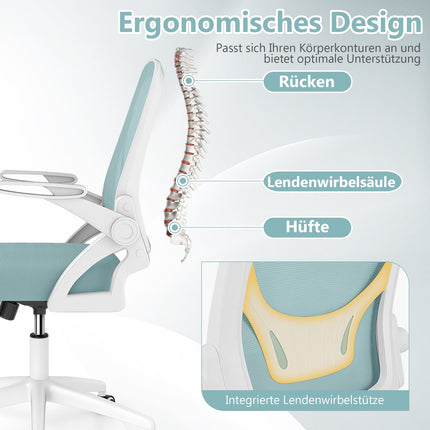 Ergonomic Office Chair, Blue – Foldable Arms, Rocking Function