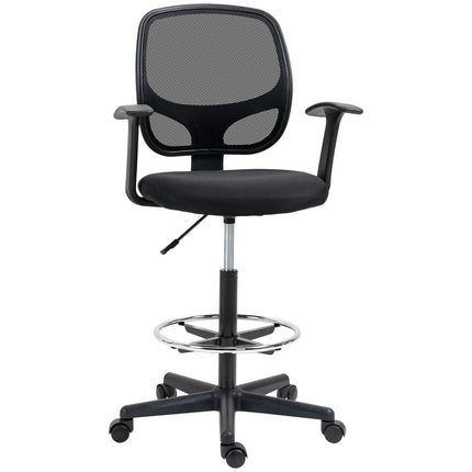 Ergonomic swivel office chair with adjustable foot ring