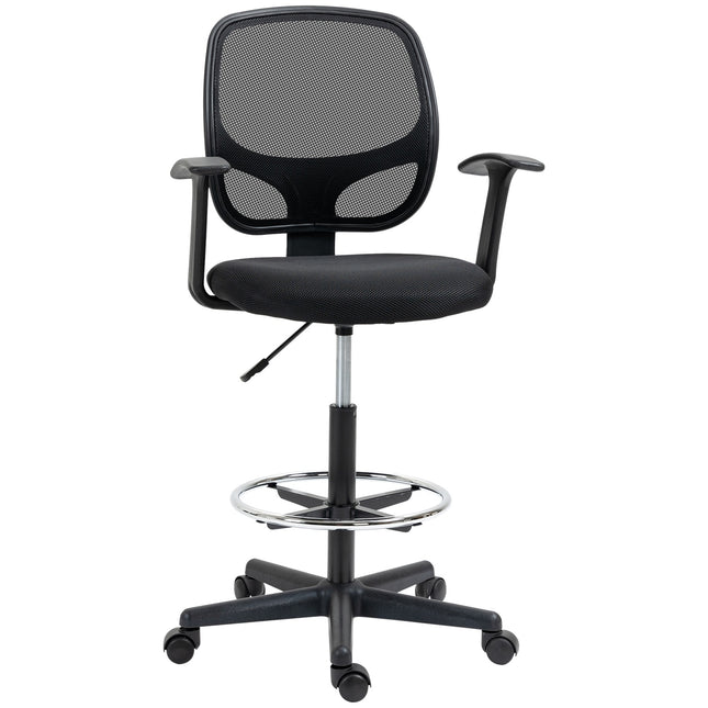 Ergonomic swivel office chair with adjustable foot ring