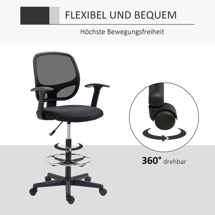 Ergonomic swivel office chair with adjustable foot ring