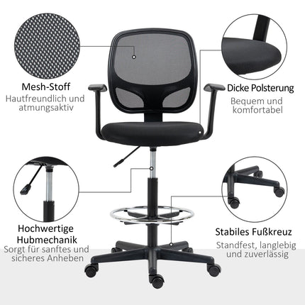 Ergonomic swivel office chair with adjustable foot ring