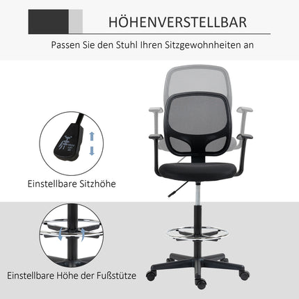 Ergonomic swivel office chair with adjustable foot ring